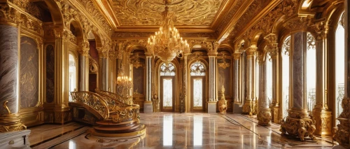 royal interior,enfilade,europe palace,ritzau,hallway,ornate room,corridor,foyer,versailles,palladianism,gold wall,marble palace,grandeur,ornate,entrance hall,baroque,palatial,paradores,gold lacquer,palacio,Illustration,Realistic Fantasy,Realistic Fantasy 12