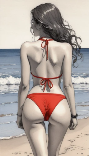 beach background,aradia,beachwear,watercolor pin up,beachgoer,beach scenery,lifeguard,digital painting,overpainting,cel shading,red summer,valentine pin up,christmas pin up girl,beach toy,the beach fixing,world digital painting,pin up girl,beach towel,summer line art,valentine day's pin up,Illustration,Black and White,Black and White 02