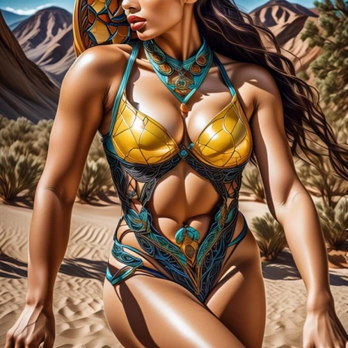 themyscira,desert background,ancient egyptian girl,barsoom,neith,asherah,bodypaint,amazona,fantasy art,teela,inanna,kitana,world digital painting,eldena,nubia,giganta,zarina,warrior woman,inara,polynesian girl