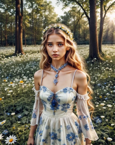 margairaz,margaery,jessamine,girl in flowers,beautiful girl with flowers,vasilisa,flower fairy,flower girl,kotova,dirndl,wonderland,faerie,fairy queen,enchanting,spring crown,girl in a long dress,little girl fairy,vintage angel,girl in the garden,ophelia