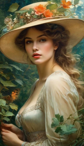 the sea maid,girl on the river,ophelia,the blonde in the river,underwater background,fisherwoman,fantasy portrait,viveros,girl on the boat,amazonica,victorian lady,romantic portrait,amphitrite,fantasy art,gardenias,impressionism,fathom,the hat of the woman,water nymph,kupala,Conceptual Art,Fantasy,Fantasy 05
