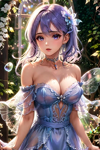 sakuya,garden fairy,bridal,cinderella,fairy,blue hydrangea,ballgowns,kanon,rei,ballgown,wedding dress,fairie,bride,flower fairy,bridal dress,kashima,atalanta,ball gown,fairy queen,fairies,Anime,Anime,Traditional