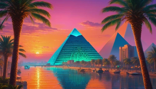 pyramids,pyramid,mypyramid,pyramidal,pyramide,glass pyramid,futuristic landscape,paradisus,polyneices,extrapyramidal,tropicana,diamond lagoon,vdara,step pyramid,triangles background,giza,nile,lagoon,luxor,oasis,Conceptual Art,Sci-Fi,Sci-Fi 26