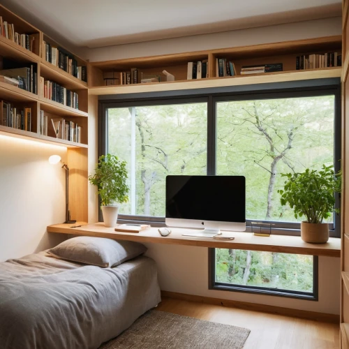 bookcases,bookcase,bookshelves,modern room,nook,book wall,bedroom window,bookshelf,guestroom,reading room,danish room,smartsuite,wooden windows,open window,roomiest,appartement,roomier,shelving,study room,japanese-style room,Photography,General,Natural