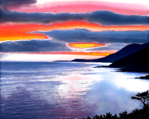 wavelength,coast sunset,aegean sea,kapiti,splendid colors,esalen,pukerua,liguria,paekakariki,seascape,ligurian,kalalau,senja,usvi,lanai,catalina island,bvi,purple landscape,elba island,pink dawn,Illustration,Japanese style,Japanese Style 09