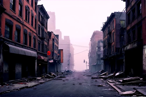 post-apocalyptic landscape,destroyed city,post apocalyptic,alleyway,sidestreet,apocalyptic,alleyways,darktown,alley,desolate,blind alley,ghost town,street canyon,undercity,sidestreets,desolation,deserted,alleys,old linden alley,world digital painting,Illustration,Realistic Fantasy,Realistic Fantasy 44