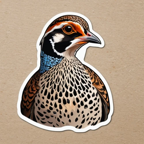 ring necked pheasant,common pheasant,buttonquail,bobwhite,galliformes,spurfowl,pheasant,francolin,quail,wattled,spinifex pigeon,coturnix,chukar partridge,buttonquails,peregrine thrush,ptarmigan,partridges,ferruginous,grouse,partridge,Unique,Design,Sticker