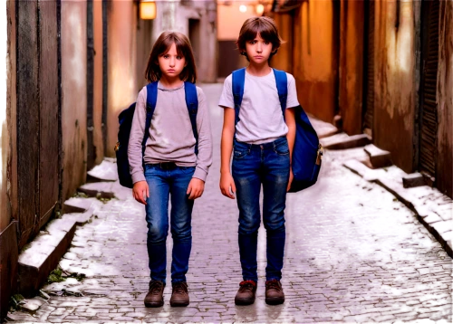 little girls walking,two girls,girlhood,girl walking away,young model istanbul,mathilda,cloned,futurekids,little girls,narrow street,adolescentes,pedestrians,twinset,versaemerge,supertwins,ruelle,stereoscopic,vintage boy and girl,little boy and girl,sidewalks,Illustration,Abstract Fantasy,Abstract Fantasy 01