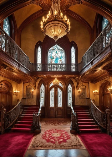 entrance hall,foyer,royal interior,ornate room,altgeld,hallway,entranceway,staircase,zaal,hall,treasure hall,ornate,ouderkerk,music hall,ballroom,upstairs,victorian room,honorary court,mountstuart,kasteel,Illustration,Retro,Retro 13