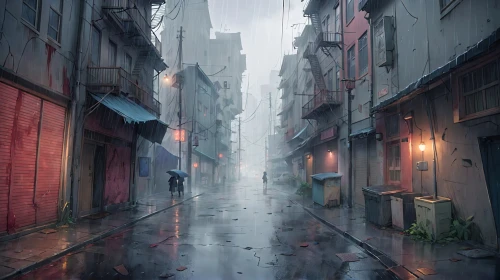 rainy,alleyway,rainy day,alley,downpour,hanoi,heavy rain,alleyways,monsoon,rainfall,rain,rains,sidestreet,rainstorm,walking in the rain,rained,rainy weather,light rain,rainswept,raining,Anime,Anime,Realistic