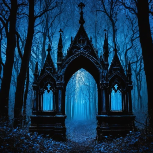 haunted cathedral,old graveyard,garrison,gothic style,gothic,portal,dark gothic mood,cemetary,forest cemetery,graveyard,cemetry,cemetery,forest chapel,ghost castle,necropolis,halloween background,graveyards,haunted forest,gothicus,hall of the fallen,Illustration,Realistic Fantasy,Realistic Fantasy 46