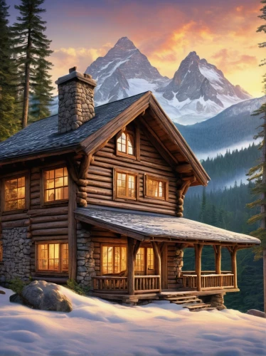 house in mountains,the cabin in the mountains,house in the mountains,mountain hut,log cabin,mountain huts,log home,snow house,winter house,alpine hut,chalet,alpine village,alpine landscape,mountain scene,mountain settlement,home landscape,snowy landscape,wooden house,alpine style,snow landscape,Illustration,Retro,Retro 24