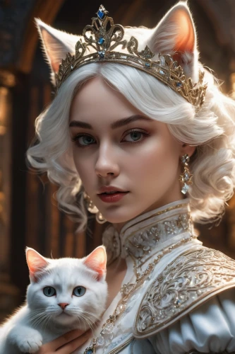 noblewoman,kittani,ciri,cirta,snowbell,morgana,white cat,oerth,miqati,lorian,surana,cathair,daenerys,galadriel,neverwinter,morgause,fantasy portrait,cathala,lehzen,circlet,Photography,General,Fantasy