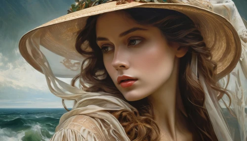 the sea maid,carice,girl on the boat,romantic portrait,womans seaside hat,the hat of the woman,victorian lady,eponine,woman's hat,girl on the river,ariadne,vintage woman,evangeline,beautiful bonnet,yachtswoman,amphitrite,the wind from the sea,seafaring,countrywomen,the hat-female,Conceptual Art,Fantasy,Fantasy 05