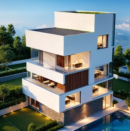 modern house,3d rendering,modern architecture,cubic house,render,condominia,cube house,cube stilt houses,inmobiliaria,contemporary,renders,dreamhouse,amrapali,escala,block balcony,residencial,holiday villa,smart house,antilla,modern building,Photography,General,Realistic