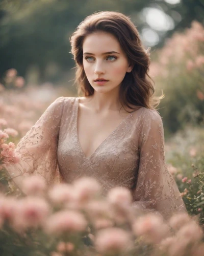 beautiful girl with flowers,girl in flowers,romantic look,aniane,enchanting,mcmorrow,demelza,romantic portrait,panabaker,elegant,vintage floral,persephone,floral,background bokeh,kornelia,kahila garland-lily,ellinor,portman,fairy queen,young woman,Photography,Natural