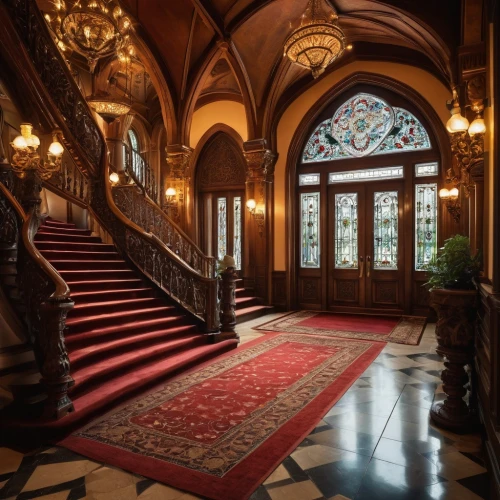 entrance hall,foyer,royal interior,hallway,driehaus,crown palace,entranceway,ritzau,ornate,ornate room,europe palace,grand hotel europe,victorian,peles castle,dolmabahce,balmoral hotel,victorian room,enfilade,outside staircase,corridor,Conceptual Art,Daily,Daily 10