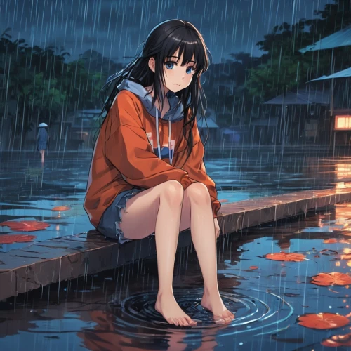 in the rain,rainy,rain,worried girl,rained,melancholy,rainy season,walking in the rain,ukrainy,rainy day,rainfall,kururi,raining,rainy weather,after rain,ayano,rainwear,heavy rain,after the rain,glum,Illustration,Japanese style,Japanese Style 03