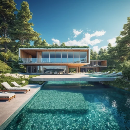 modern house,house by the water,modern architecture,luxury property,dreamhouse,pool house,dunes house,house with lake,luxury home,forest house,snohetta,summer house,mid century house,landscape design sydney,beautiful home,fallingwater,prefab,holiday villa,renderings,3d rendering,Photography,General,Realistic