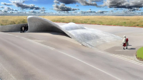 road cone,3d rendering,biogas,highway roundabout,futuristic art museum,bobsleigh,reichsautobahn,armco,renderings,digesters,geomembrane,heatherwick,render,renders,roadbuilding,bundesautobahn,roundabout,roadbeds,slide tunnel,onramp