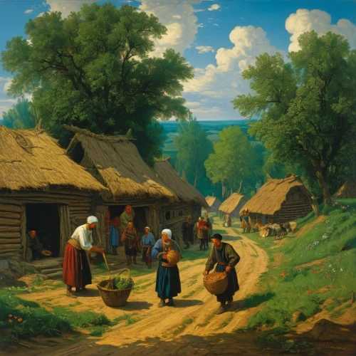 village scene,agricultural scene,bosniaks,kolonics,pilgrims,babitsky,perov,rural landscape,dossi,khokhloma painting,moldavians,sellers,village life,gleaners,lobanov,belarusians,uros,emmaus,hutsuls,zuercher,Art,Classical Oil Painting,Classical Oil Painting 16