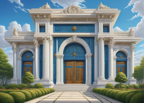 white temple,greek temple,temple,temples,heaven gate,tabernacles,sanctum,hall of supreme harmony,artemis temple,mausoleum ruins,portal,mausolea,house of prayer,freemasonry,doorkeepers,tempel,marble palace,entranceways,maplestory,shrines,Illustration,Retro,Retro 16