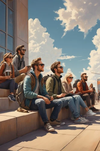 school of athens,men sitting,town musicians,skywatchers,world digital painting,skygazers,musicians,travelers,street musicians,straw hats,spectators,donsky,futurists,troubadors,mcquarrie,vector people,sci fiction illustration,travellers,seven citizens of the country,commuters,Illustration,Paper based,Paper Based 01