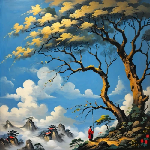 mountain scene,khokhloma painting,mountain landscape,mushroom landscape,jianfeng,rongfeng,mountainous landscape,landscape background,alpine landscape,yiping,paisaje,yanzhao,high landscape,huaicheng,wenzhao,yellow mountains,rural landscape,forest landscape,sizhao,kanchenjunga,Art,Artistic Painting,Artistic Painting 34