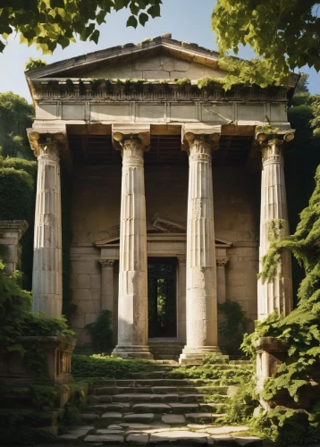 greek temple,temple of diana,roman temple,kykuit,artemis temple,doric columns,poseidons temple,panagora,walhalla,garni,house with caryatids,peristyle,tempio,jardiniere,pergamon,palladian,mausolea,portico,mausoleum ruins,pillars,Illustration,Realistic Fantasy,Realistic Fantasy 09