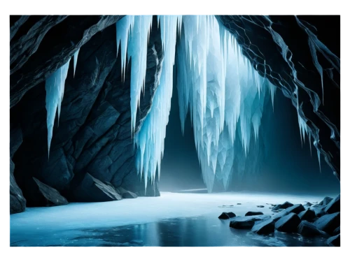 ice cave,ice castle,ice wall,ice landscape,icefalls,icefall,crevasse,ice planet,ice curtain,crevassed,subglacial,blue cave,crevasses,blue caves,icicles,cartoon video game background,icesheets,icicle,water glace,winter background,Illustration,Realistic Fantasy,Realistic Fantasy 35