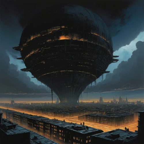 schuiten,schuitema,airships,airship,sedensky,technodrome,primordia,technosphere,arcology,post-apocalyptic landscape,bathysphere,dirigible,sci fiction illustration,dirigibles,varsavsky,heliosphere,skyship,jablonsky,neuromancer,barlowe,Illustration,Realistic Fantasy,Realistic Fantasy 06