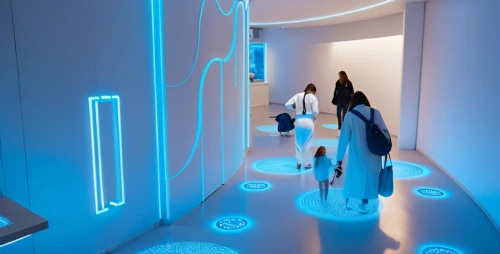 futuristic art museum,hallway space,electroluminescent,quadriennale,artscience museum,hallway,masdar,a museum exhibit,graecorum,blue room,ufo interior,illumina,tron,flavin,baselworld,luminaires,corridor,triennale,corridors,biopsys