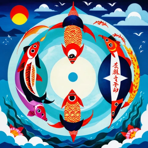 amaterasu,koi,vajrayana,taiko,koi fish,dharma wheel,sasagawa,umiuchiwa,inuinnaqtun,samudra,okami,futuna,yupik,yinyang,rinchen,yamatai,norbu,jigoku,mahakala,srimanta,Illustration,Vector,Vector 17