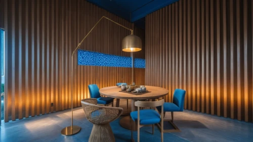 mahdavi,blue room,contemporary decor,dining room,bertoia,wooden sauna,modern decor,associati,foscarini,inverted cottage,breakfast room,dining table,patterned wood decoration,interior modern design,wooden table,interior decoration,interior design,corten steel,dunes house,adjaye,Photography,General,Realistic