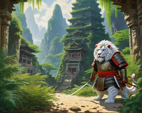 white temple,zebari,rakshasa,zunghar,tigers nest,korin,yopaat,turion,dzung,bingbu,tongfang,khwarezmid,shennong,asura,ancient city,panduru,lone warrior,adventurer,sanggar,jonidan,Art,Artistic Painting,Artistic Painting 04