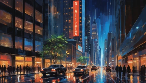 cosmopolis,manhattan,radio city music hall,coruscant,cybercity,manhattanite,guangzhou,new york,world digital painting,metropolis,cinerama,city highway,megapolis,shanghai,mcquarrie,cityscape,raimi,skyscrapers,crewdson,harbour city,Conceptual Art,Oil color,Oil Color 10