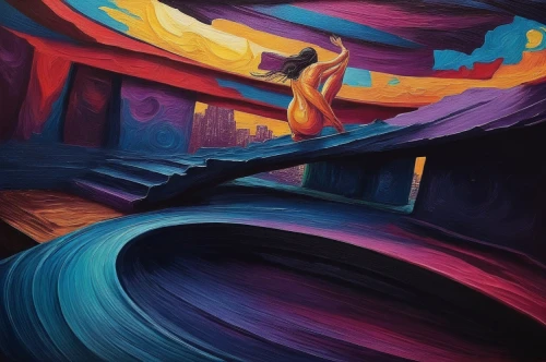 woman playing,danxia,welin,harp player,abstract painting,angel playing the harp,woman playing violin,dance with canvases,dubbeldam,harpist,winding steps,jasinski,varekai,silks,colorful spiral,annunciation,abstract artwork,descent,musical background,the annunciation,Illustration,Realistic Fantasy,Realistic Fantasy 25