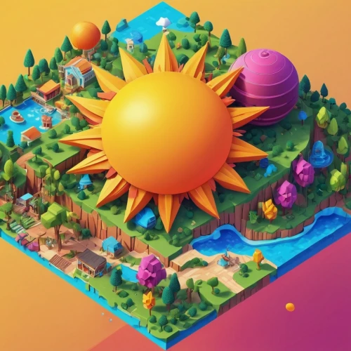 rainbow world map,megapolis,terraformed,ecotopia,delight island,terraformer,3d fantasy,floating island,solar field,fantasy city,floating islands,summerland,fairy world,microworlds,artificial islands,fantasy world,an island far away landscape,candyland,terraforming,flying island,Unique,3D,Isometric