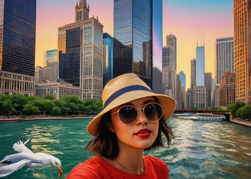 kirca,girl on the river,world digital painting,city ​​portrait,birds of chicago,turista,city pigeon,hila,tourist,travel woman,chicagoan,travel poster,photoshop manipulation,bareilles,cityzen,woman with ice-cream,intourist,gosling,photomanipulation,3d background,Conceptual Art,Daily,Daily 15