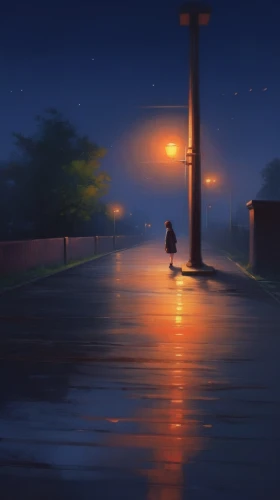 streetlights,night scene,street lights,evening atmosphere,streetlight,streetlamps,nocturne,street light,lamplight,street lamps,street lamp,sidestreet,streetlamp,street lantern,in the evening,empty road,dusk background,girl walking away,pedestrian lights,nightfall,Conceptual Art,Fantasy,Fantasy 19