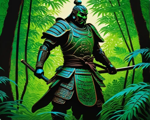 samurai,ashigaru,forest man,samurai fighter,patrol,warden,kenzan,kensei,verdant,samarai,shogun,lone warrior,banasura,megalon,green wallpaper,fantasy warrior,karnan,swordsman,the wanderer,pandav,Art,Artistic Painting,Artistic Painting 04