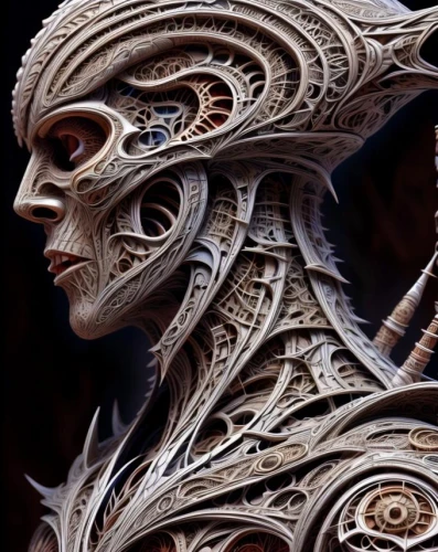 wood carving,biomechanical,carved wood,giger,woodcarving,wood art,carved,paper art,hand carved,intricacy,woodcarver,fractalius,filigree,fractals art,mandelbulb,sculptress,cailleach,bodypainting,lateralus,body painting