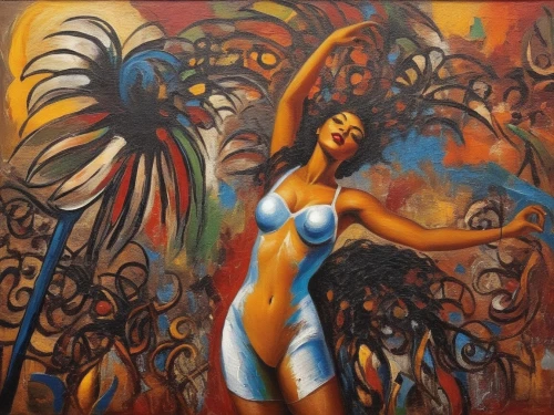 mexican painter,viveros,african art,indigenous painting,pintura,chicanas,mujer,mousseau,nicaraguans,grafite,oil painting on canvas,chicana,flamenca,pinturas,oshun,bodypainting,oil on canvas,bohemian art,salvadorans,oil painting,Illustration,Realistic Fantasy,Realistic Fantasy 21