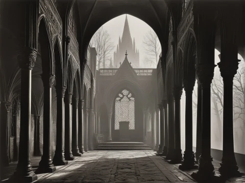 cathedrals,haunted cathedral,neogothic,cloister,milan cathedral,coigny,gothic church,suschitzky,cologne cathedral,spires,chhatris,buttresses,transept,cloistered,cathedral,abbaye de belloc,buttressing,aachen cathedral,cloisters,atget,Photography,Black and white photography,Black and White Photography 15