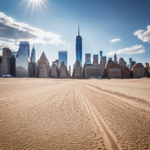 manhattan skyline,sand road,sandy,sandy beach,rockaways,the sand dunes,new york skyline,sand waves,homes for sale in hoboken nj,manhattan,hudson yards,dune landscape,beach landscape,sand dunes,sand paths,road cover in sand,homes for sale hoboken nj,new york harbor,rockaway,jersey city