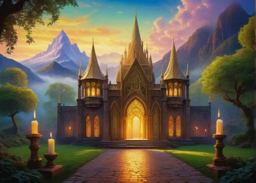 cathedral,gothic church,haunted cathedral,nargothrond,church painting,hall of the fallen,portal,nidaros cathedral,templedrom,northrend,karakas,adelaar,kinkade,the cathedral,cathedrals,dusk background,ecclesiatical,fantasy landscape,arenanet,gondolin,Art,Artistic Painting,Artistic Painting 26