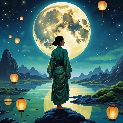 hanfu,lanterns,mid-autumn festival,oriental lantern,chuseok,rongfeng,moondragon,tanabata,krathong,japanese lantern,xufeng,buddha purnima,mulan,fairy lanterns,moonlit night,illuminated lantern,oriental princess,oriental painting,ugetsu,qibao,Photography,General,Realistic