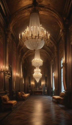 ornate room,ballroom,hallway,royal interior,empty interior,victorian room,corridor,chandeliers,entrance hall,rococo,europe palace,parlor,ritzau,chandelier,rosenkavalier,lobby,cochere,opulence,baccarat,foyer,Conceptual Art,Oil color,Oil Color 12