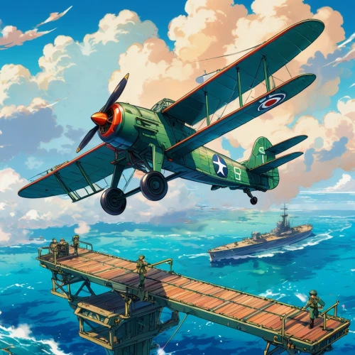 beaufighters,corsairs,biplanes,warbirds,supermarine,floatplanes,aeronauts,seafire,dornier,biplane,triplanes,game illustration,boyington,pby,helldiver,skyship,seafires,sopwith,beaufighter,hoshihananomia,Illustration,Japanese style,Japanese Style 03