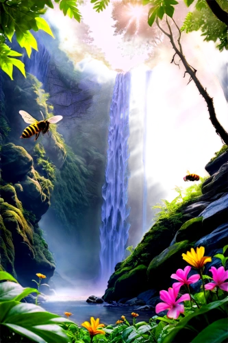 cartoon video game background,waterfall,nature background,waterfalls,water fall,water falls,ash falls,tropical forest,nature wallpaper,cascada,rainforest,tropical bloom,landscape background,brown waterfall,background view nature,falls,rainforests,green waterfall,waterval,tropical jungle,Illustration,American Style,American Style 07